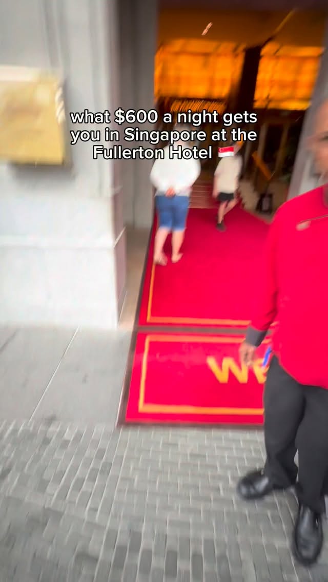 The entrance to the Fullerton Hotel in Anderson’s Singapore hotel video